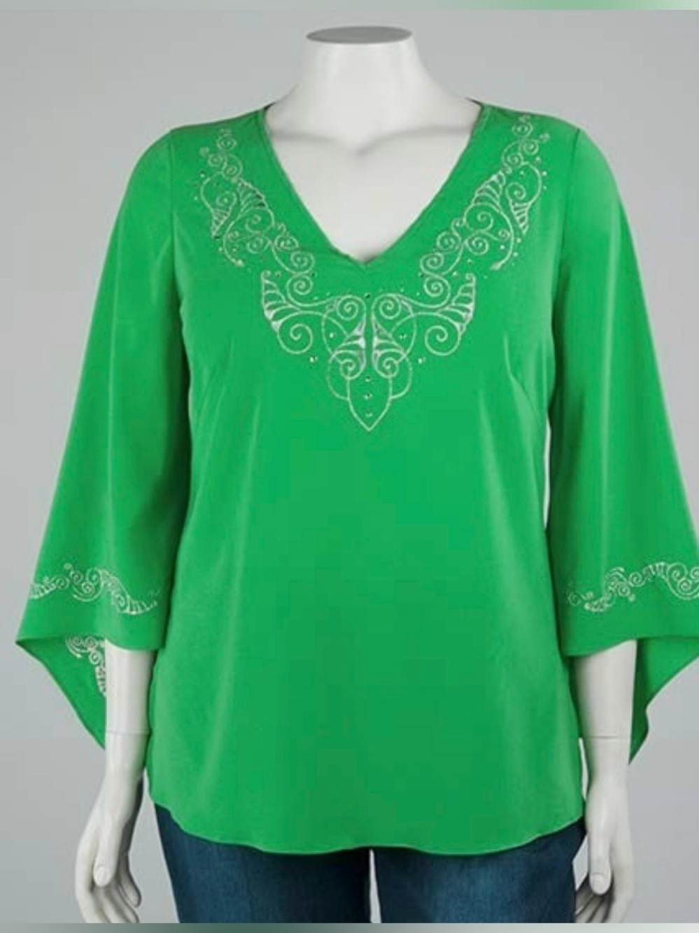 NEW Zaftique STERLING TUNIC Top Emerald Green  Size  X-Large.